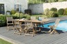Salon de jardin en bois teck 8/10 personnes - Table ovale extensible