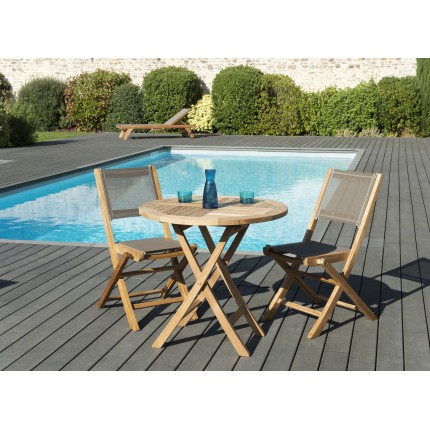 Salon de jardin en bois teck 2 pers - Ensemble de jardin