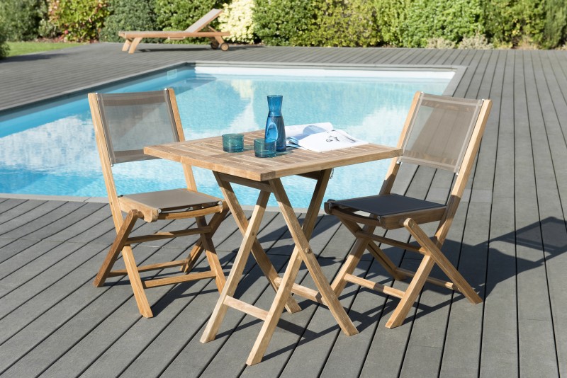 Salon de jardin en bois teck 2 pers - FUN Salon de jardin en bois teck 2 pers - FUN