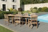 Salon de jardin en bois teck 10/12 pers - Table rectangulaire extensible