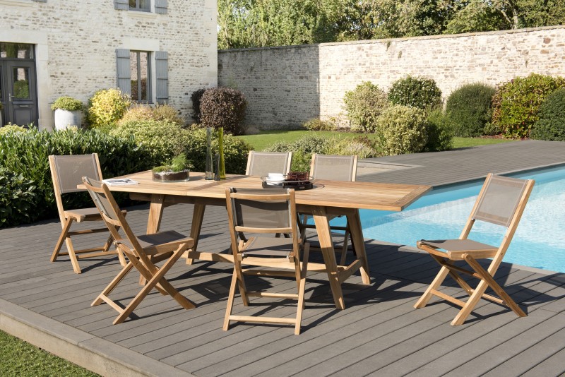 Salon de jardin en bois de teck 8/10 pers. Salon de jardin en bois de teck 8/10 pers.