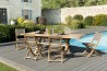 Salon de jardin bois teck 8/10 pers - Table rect. extensible 180*240 cm - 6 chaises taupe