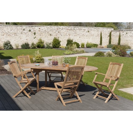 Salon de jardin en bois teck 8/10 pers - Qualité supérieure