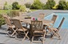 Salon de jardin en bois teck 10/12 pers - Table ovale extensible 200*300/120cm