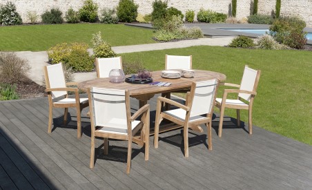 Ensemble de 2 fauteuils de jardin en bois teck