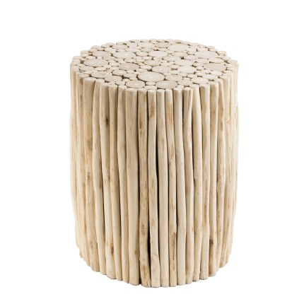 CLARA Round Teak Side Table 34x34cm Small Branches