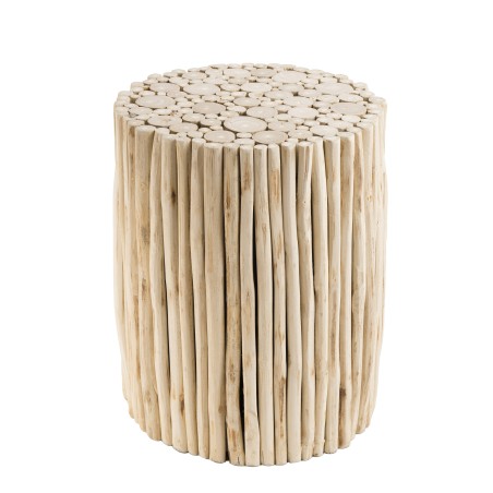CLARA Round Teak Side Table 34x34cm Small Branches