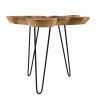 CLARA Teak Wood Side Table - Natural Shape Top - Scandi Metal Hairpin Legs