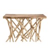 CLARA - Natural Wood Console Table with Rectangular Teak Top