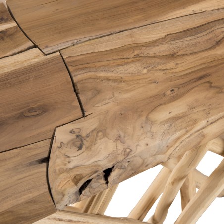 CLARA - Natural Wood Console Table with Rectangular Teak Top