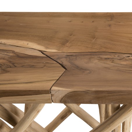 CLARA - Natural Wood Console Table with Rectangular Teak Top