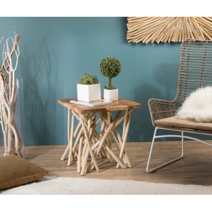 Table d'appoint CLARA - Teck naturel 55x55cm