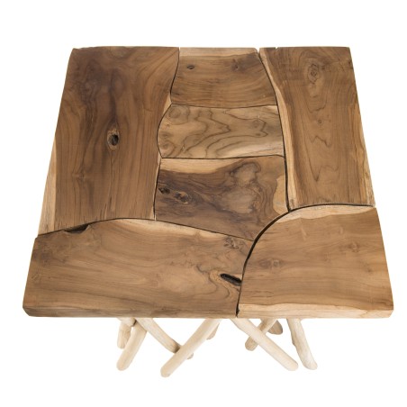 CLARA - Natural Side Table with Driftwood Legs | 55 x 55 cm