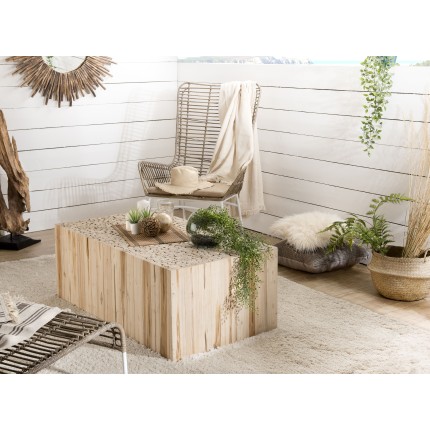 Table basse rectangulaire CLARA 110x60cm bois naturel Teck
