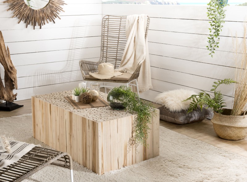 CLARA Rectangular Coffee Table 110x60cm Natural Wood Teak