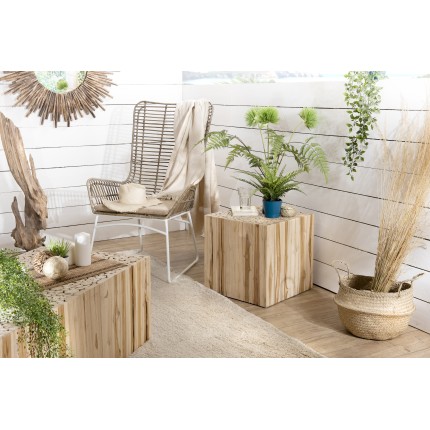 CLARA - Square End Table 45.5x45.5cm Natural Wood Teak Branches