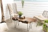 CLARA - Brown Natural Wood Teak Coffee Table with Black Metal Hairpin Legs