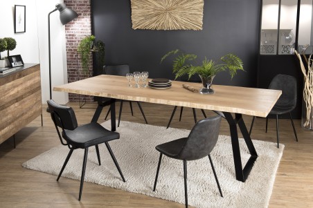 MAXENCE Rectangular Dining Table 230x100cm in Oak with Black Metal Legs