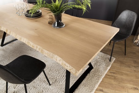 MAXENCE Rectangular Dining Table 230x100cm in Oak with Black Metal Legs
