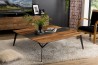 Table basse carrée MAXENCE 120x120cm bois teck recyclé métal noir