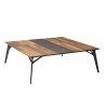 MAXENCE Square Coffee Table 120x120cm - Recycled Teak Wood & Metal Legs