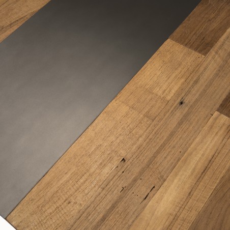 Table basse carrée MAXENCE 120x120cm bois teck recyclé métal noir