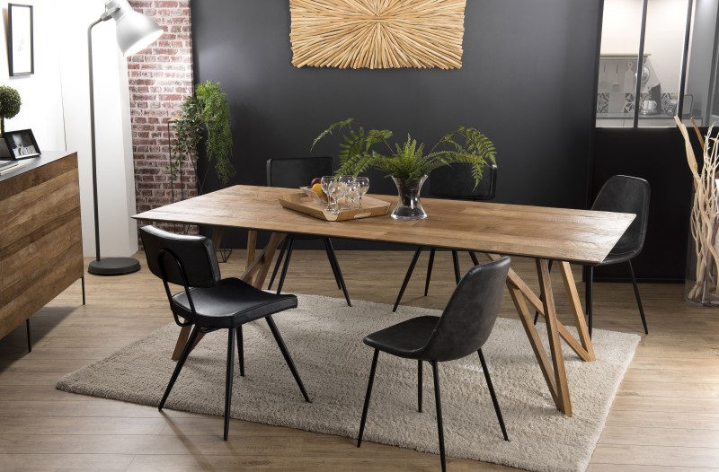 Table à manger MAXENCE en bois teck recyclé