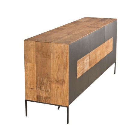 MAXENCE Sideboard - Recycled Teak Wood with Anthracite Grey Metal - Industrial Decor