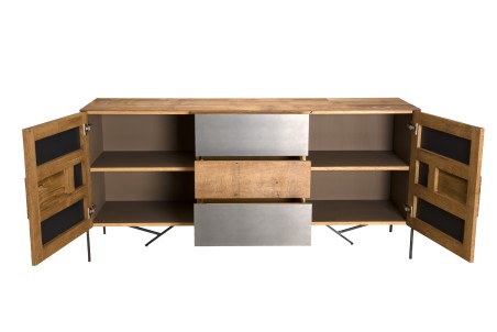 MAXENCE Sideboard - Recycled Teak Wood with Anthracite Grey Metal - Industrial Decor