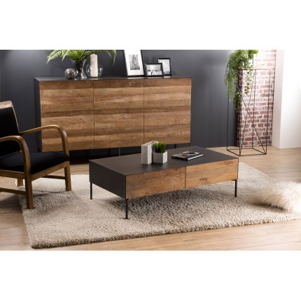 Table basse MAXENCE en teck recyclé et métal