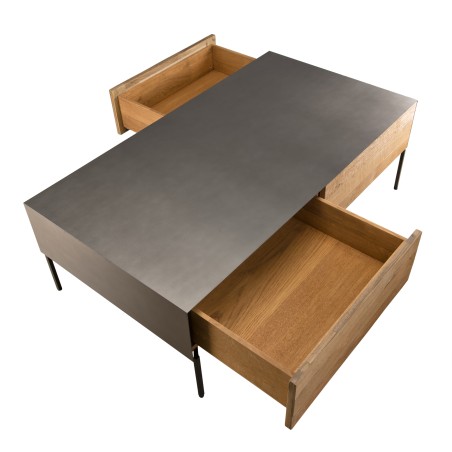Table basse MAXENCE en teck recyclé et métal