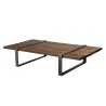 MATHIS Multi-Slatted Coffee Table - Solid Brown Wood & Anthracite Grey Metal Frame