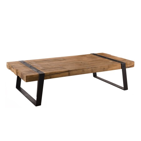 SIXTINE Rectangular Coffee Table 140x70cm Teak Recycled Metal Black
