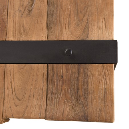 Table basse rectangulaire 140x70cm teck recyclé et métal noir