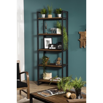 SIXTINE Double-sided Shelf Unit 5 Tiers 75x40x200cm Recycled Teak Black Metal