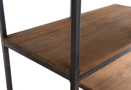 SIXTINE - Staggered Recto-Verso Shelf 120x40x180cm Recycled Teak Black Metal