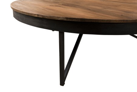SIXTINE Round Brown Coffee Table 110x110cm - Recycled Teak Top