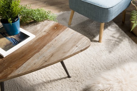 Table basse ovoïde SIXTINE en teck recyclé