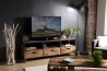 SIXTINE Brown TV Stand on Castors with 3 Drawers and 3 Compartments