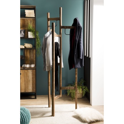 SIXTINE Brown Coat Rack with 3 Panels - Recycled Teak and Metal