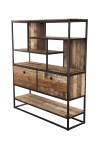 SIXTINE Brown Shelf with 2 Drawers and 7 Niches - Recycled Teak & Acacia Mahogany