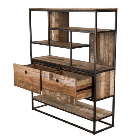 Étagère marron SIXTINE 2 tiroirs 7 niches Teck recyclé