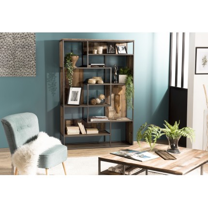 SIXTINE Brown Bookcase with 6 Shelves and 6 Open Spaces