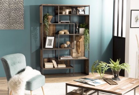SIXTINE Brown Bookcase with 6 Shelves and 6 Open Spaces