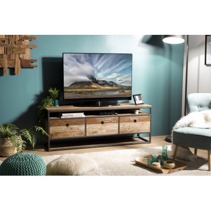 Meuble TV SIXTINE marron 3 tiroirs Teck recyclé