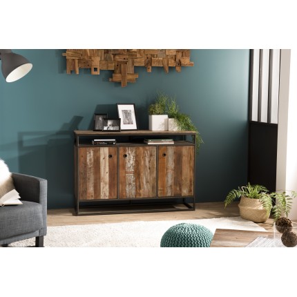 Buffet marron 3 portes en teck recyclé
