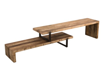 Meuble TV SIXTINE marron 2 niveaux Teck Acacia Mahogany recyclé