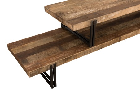 SIXTINE Brown TV Stand 2 Levels - Recycled Teak, Acacia, Mahogany