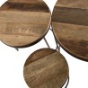 Set de 3 tables d'appoint rondes marrons en teck recyclé