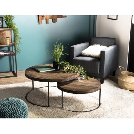 SIXTINE - Set of 2 Round Nesting Coffee Tables